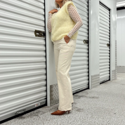 Black Colour - Box Pant Off White