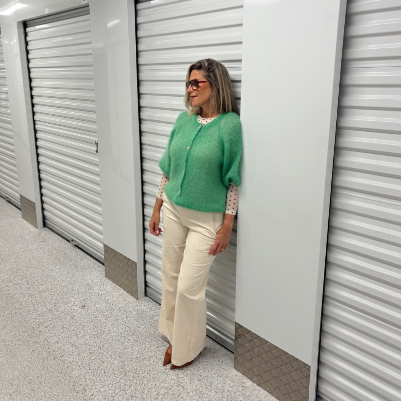 Black Colour - Knit Cardigan Green