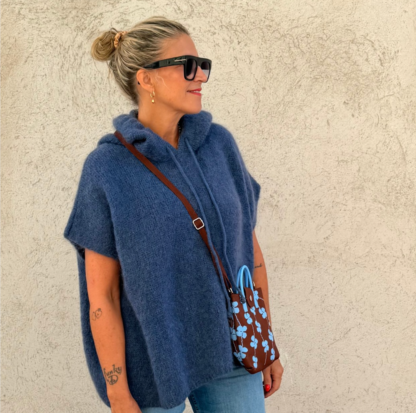 Cabana Living Soul – Stickad huvtröja Blue Jeans