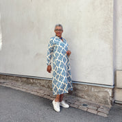 Black Colour - Zentha Satin Dress Offwhite/Blue