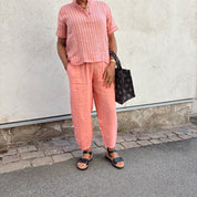 Black Colour - Melina Barrel Linen Pant Candy Rose