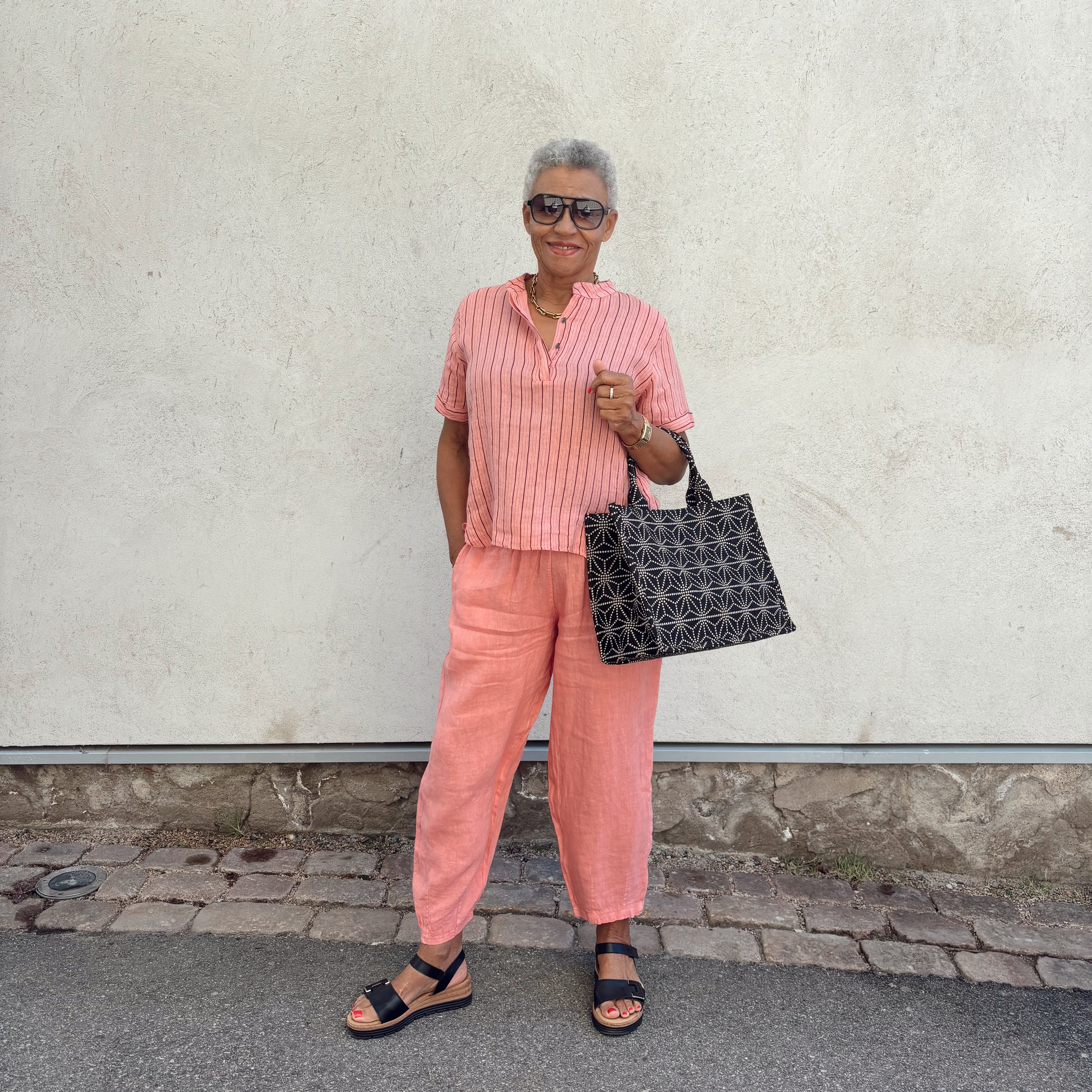 Black Colour - Melina Barrel Linen Pant Candy Rose