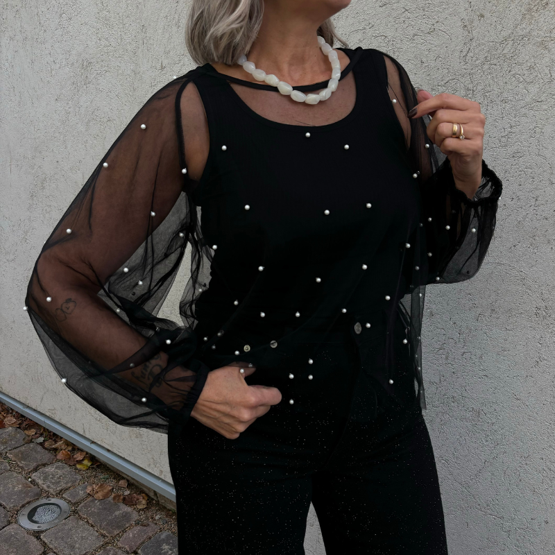 Black Colour - Perla LS Blus OneSize