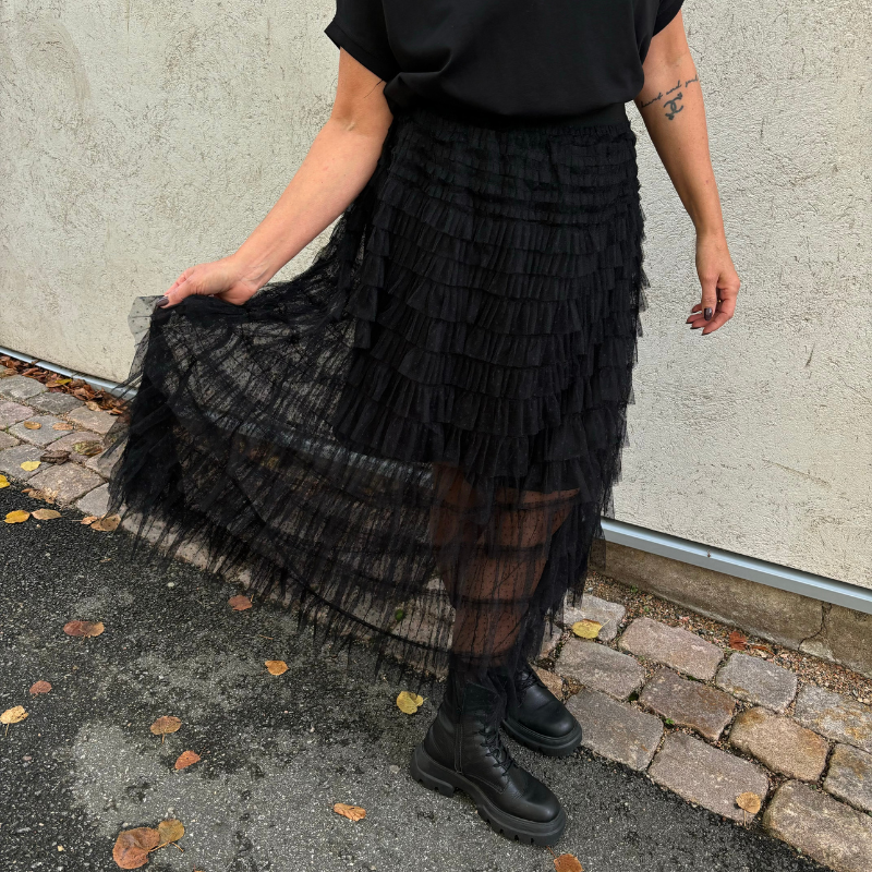Black Colour - Angelina Mesh Skirt