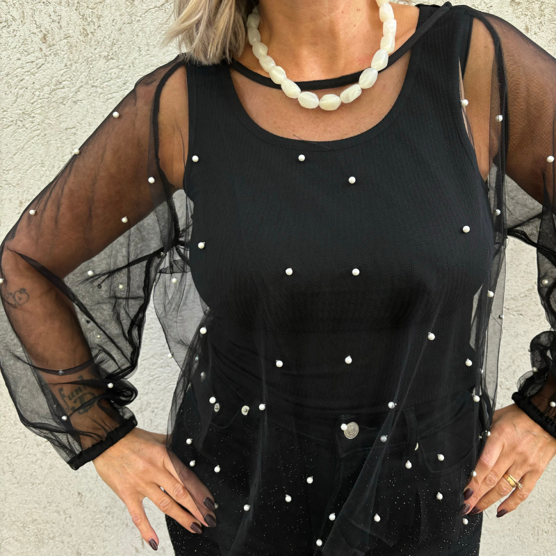 Black Colour - Perla LS Blus OneSize