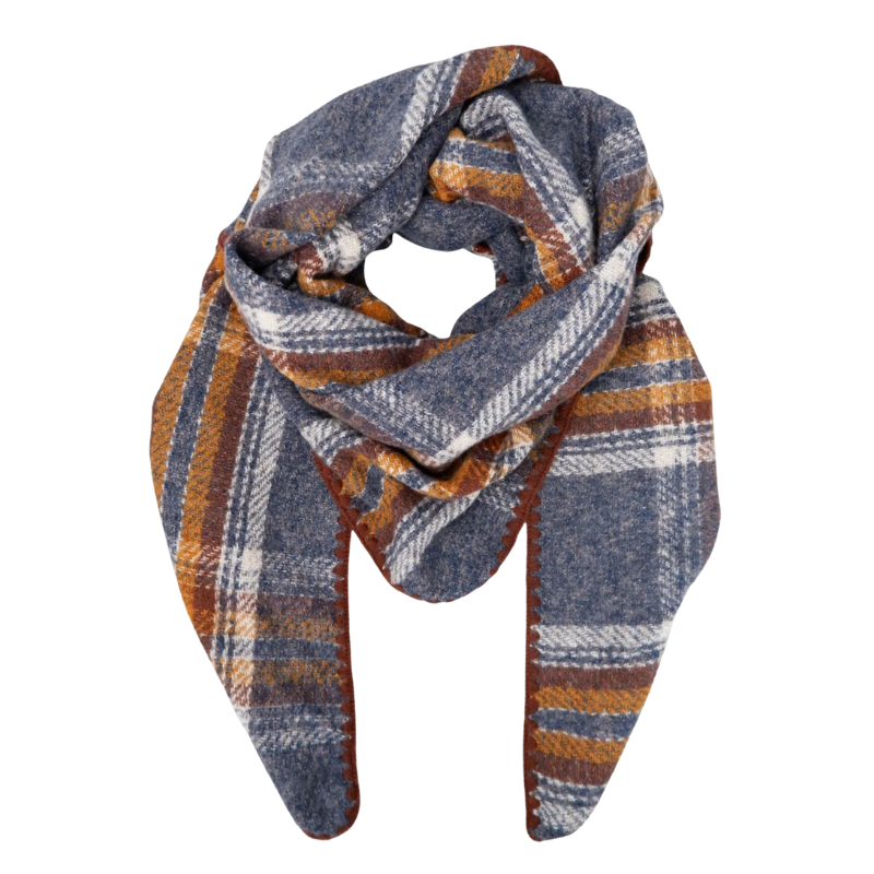 Black Colour - Leoni Chequered Scarf Gray